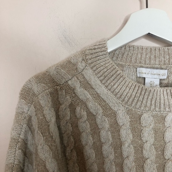 Revolve X House of Harlow 1960 Chunky Cable Knit Crewneck Sweater Size Small - Picture 3 of 6